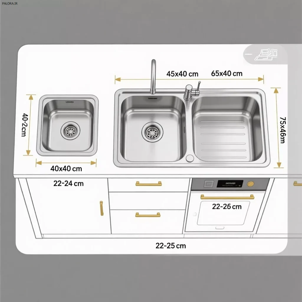 سایز سینک طلایی